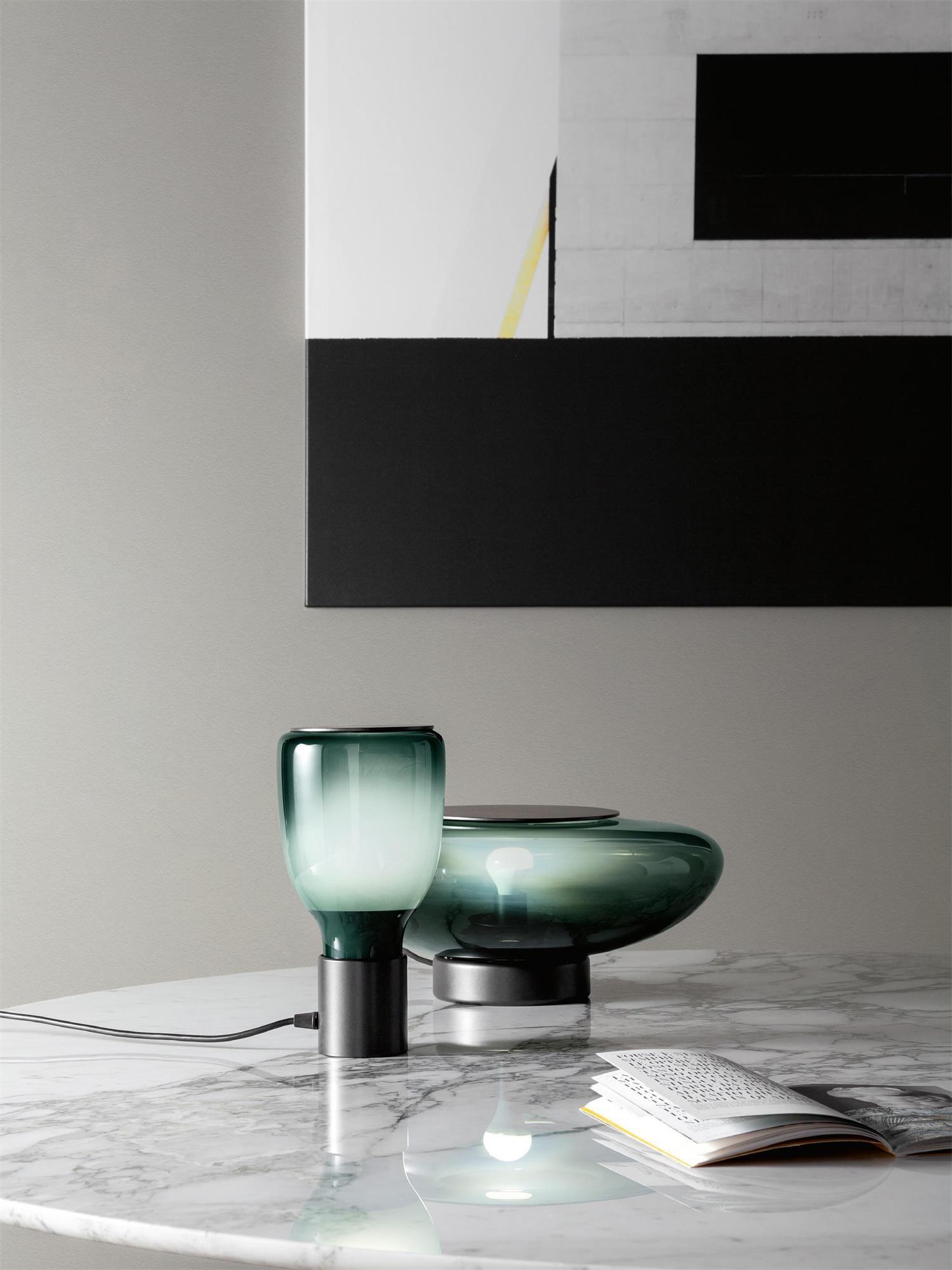 Decorative Green and Amber Glass Table Lamp – E26/E27 LED Compatible