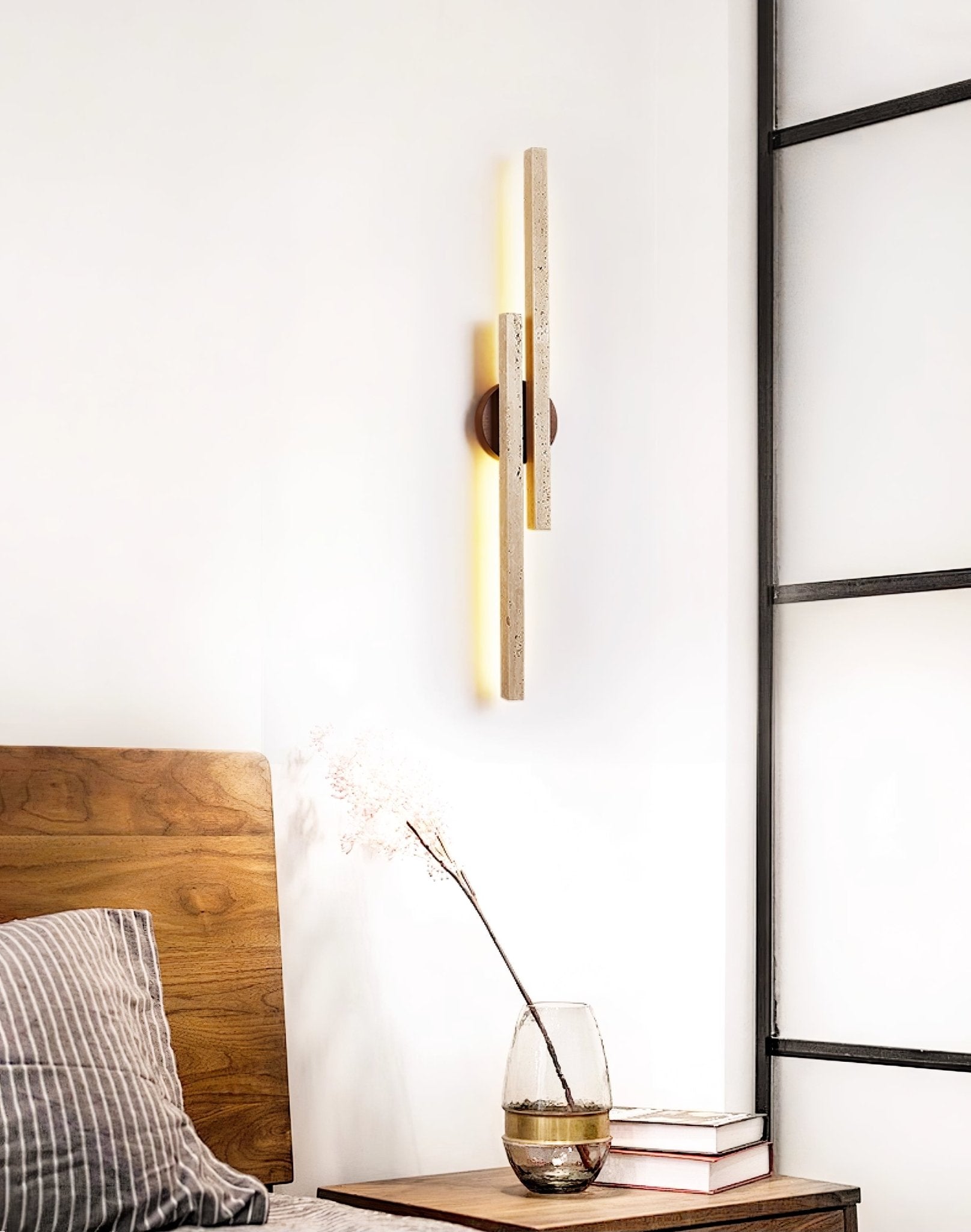 Travertine LED Wall Sconce – Minimalist Stone Wall Lamp