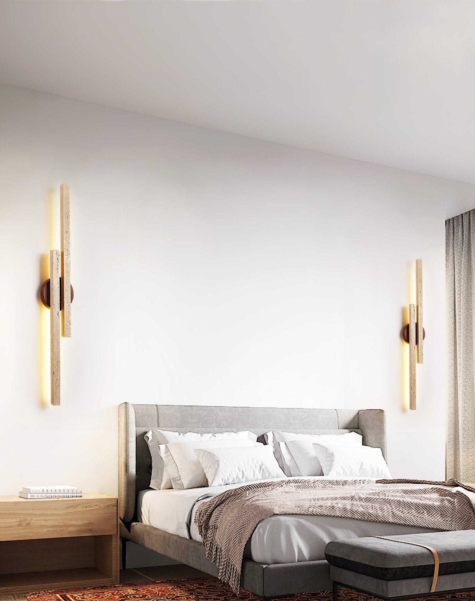 Travertine LED Wall Sconce – Minimalist Stone Wall Lamp