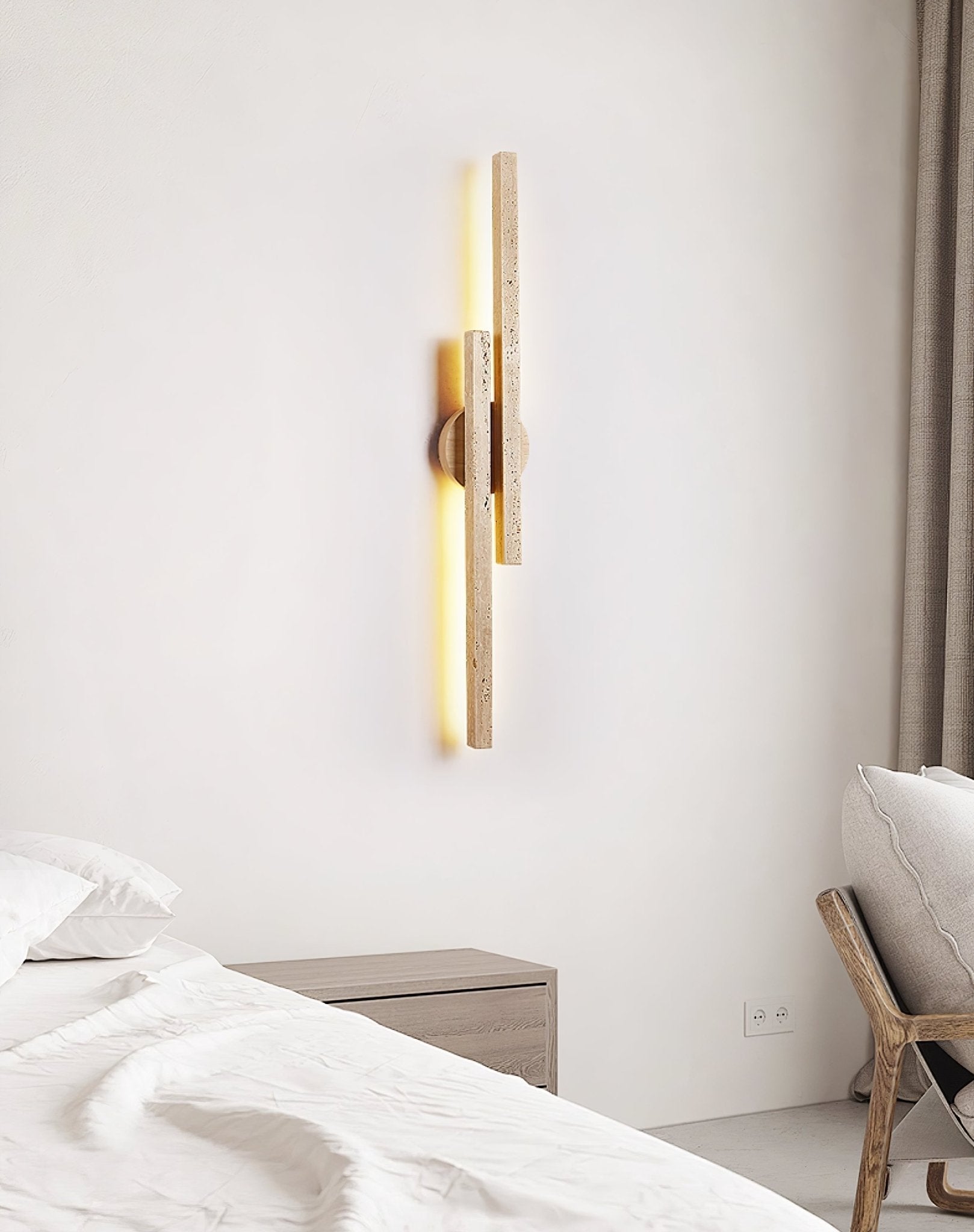 Travertine LED Wall Sconce – Minimalist Stone Wall Lamp