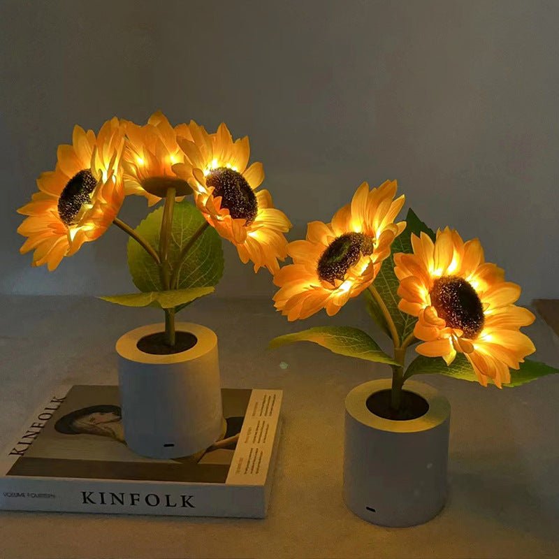 Decorative Sunflower LED Table Lamp – Bright & Sparkling Floral Accent Light - Atelier Dubois Paris