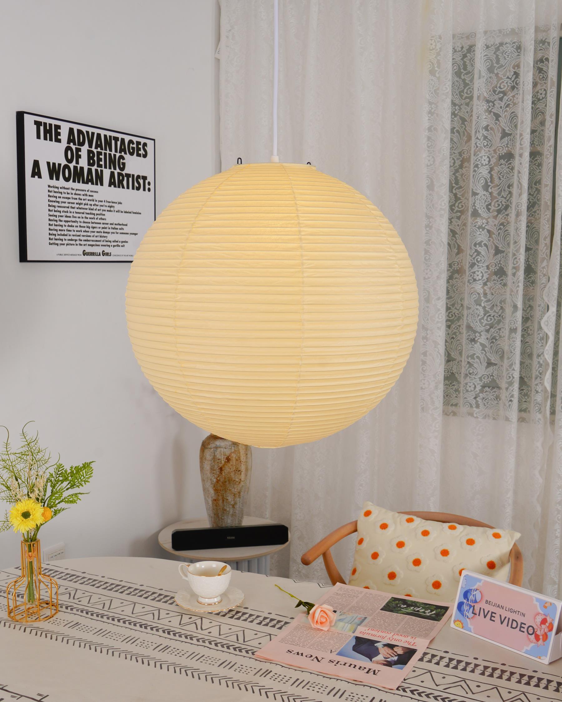 Sphere-Shape Paper Pendant Light | Mid-Century Accent