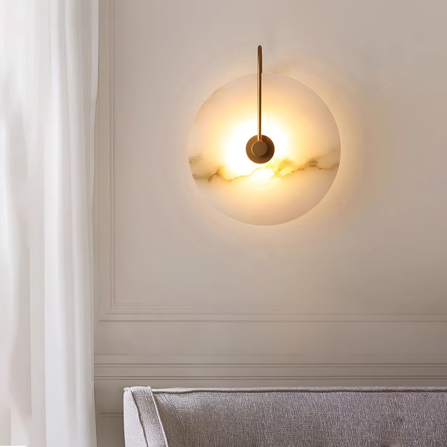Round Alabaster LED Wall Light – Modern Circular Fixture