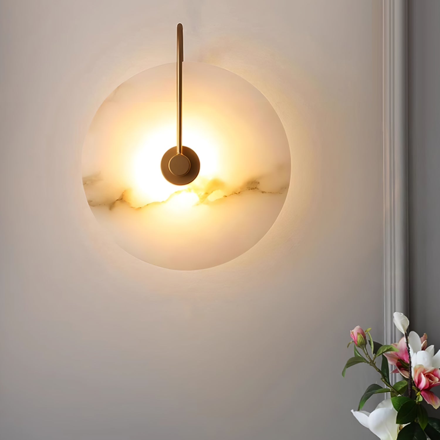 Round Alabaster LED Wall Light – Modern Circular Fixture