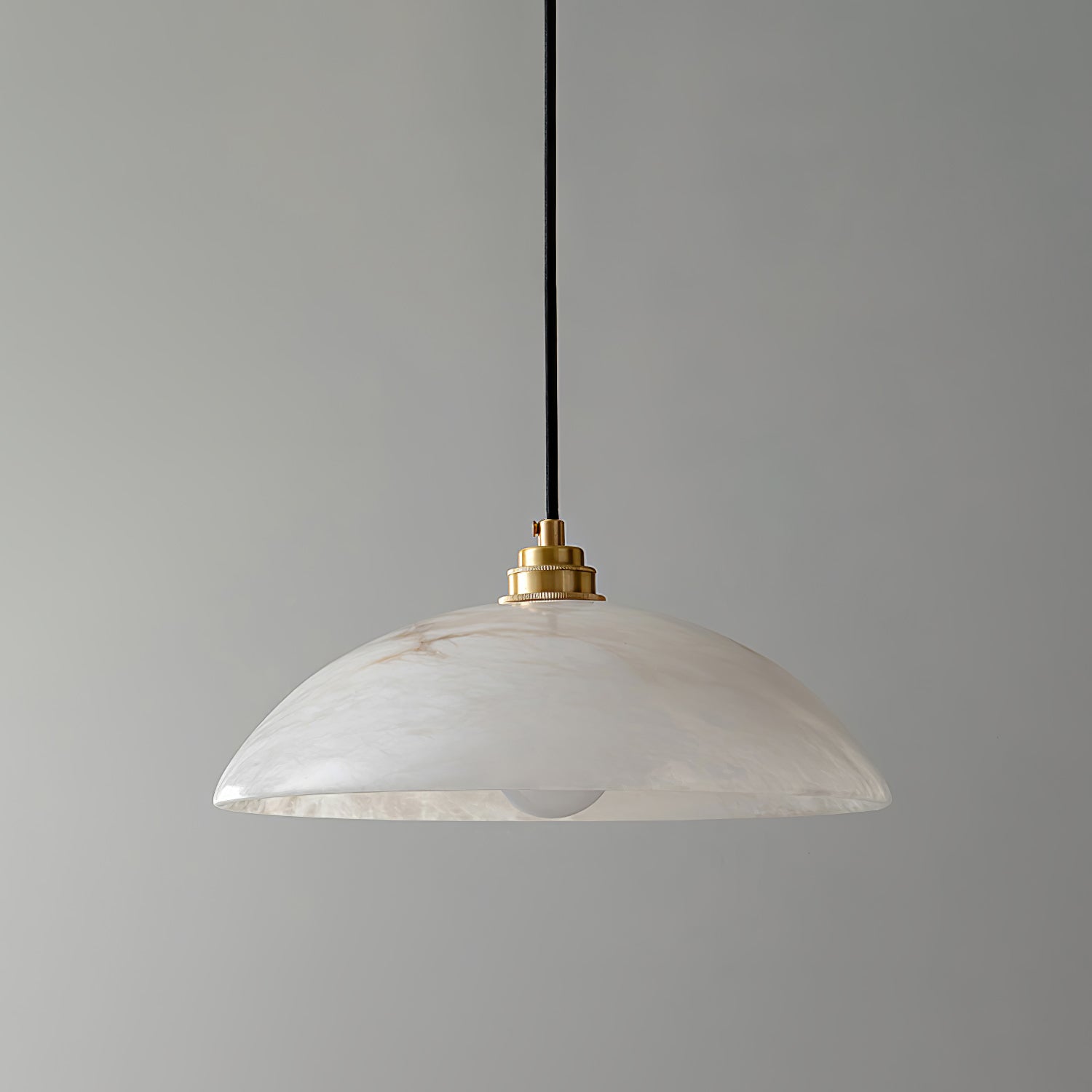 Stylish Dome Pendant Light – Brass Fixture with Alabaster Shade