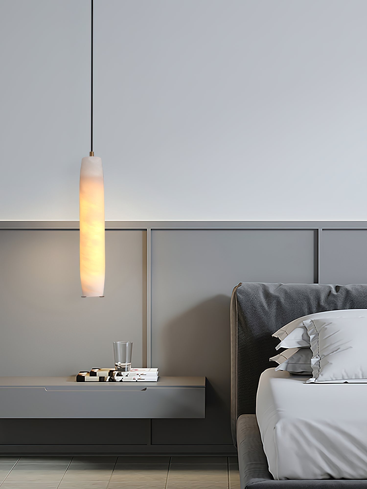 Minimalist Alabaster Pendant Lamp – Flute Style Ceiling Light
