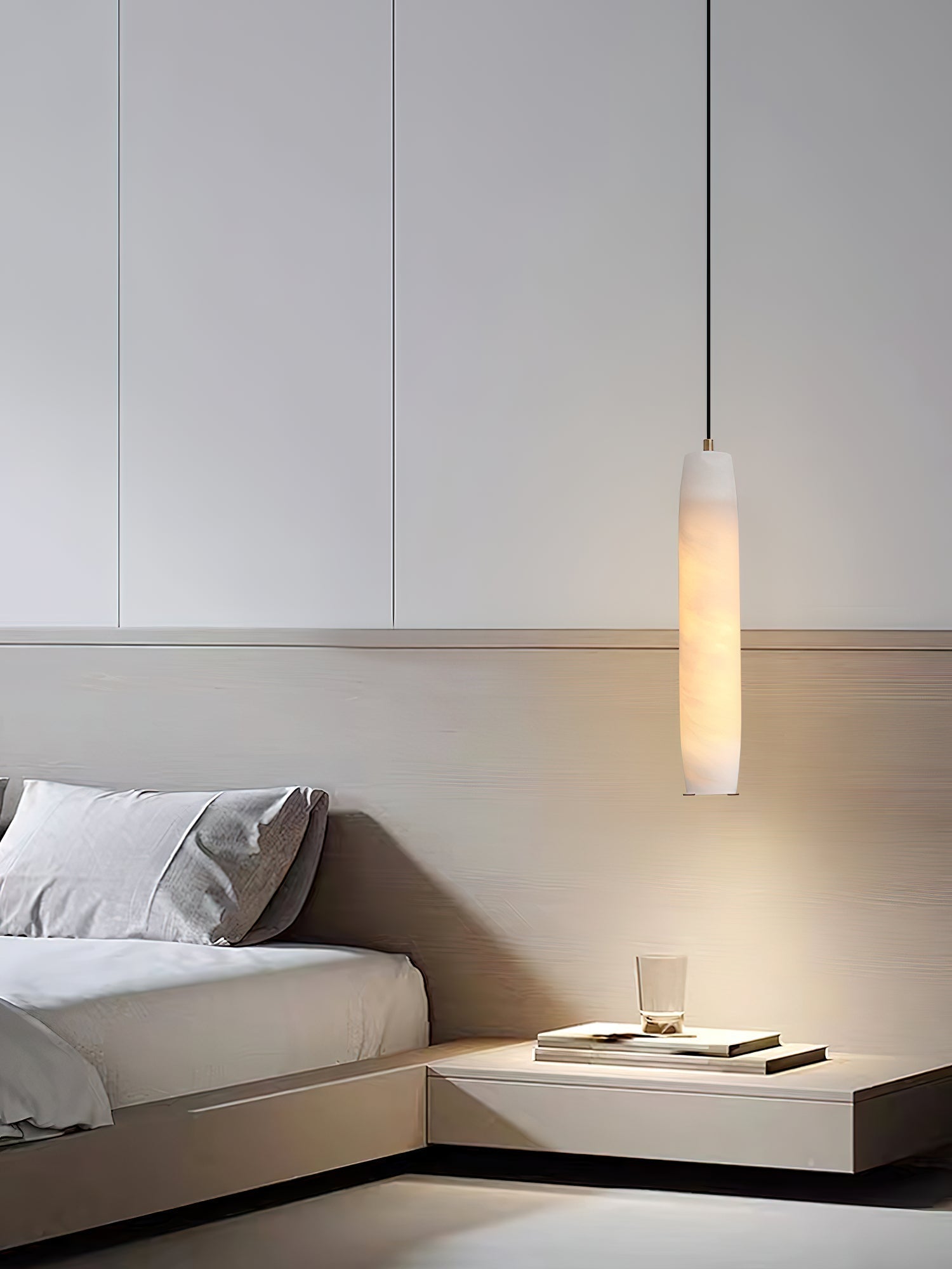 Minimalist Alabaster Pendant Lamp – Flute Style Ceiling Light