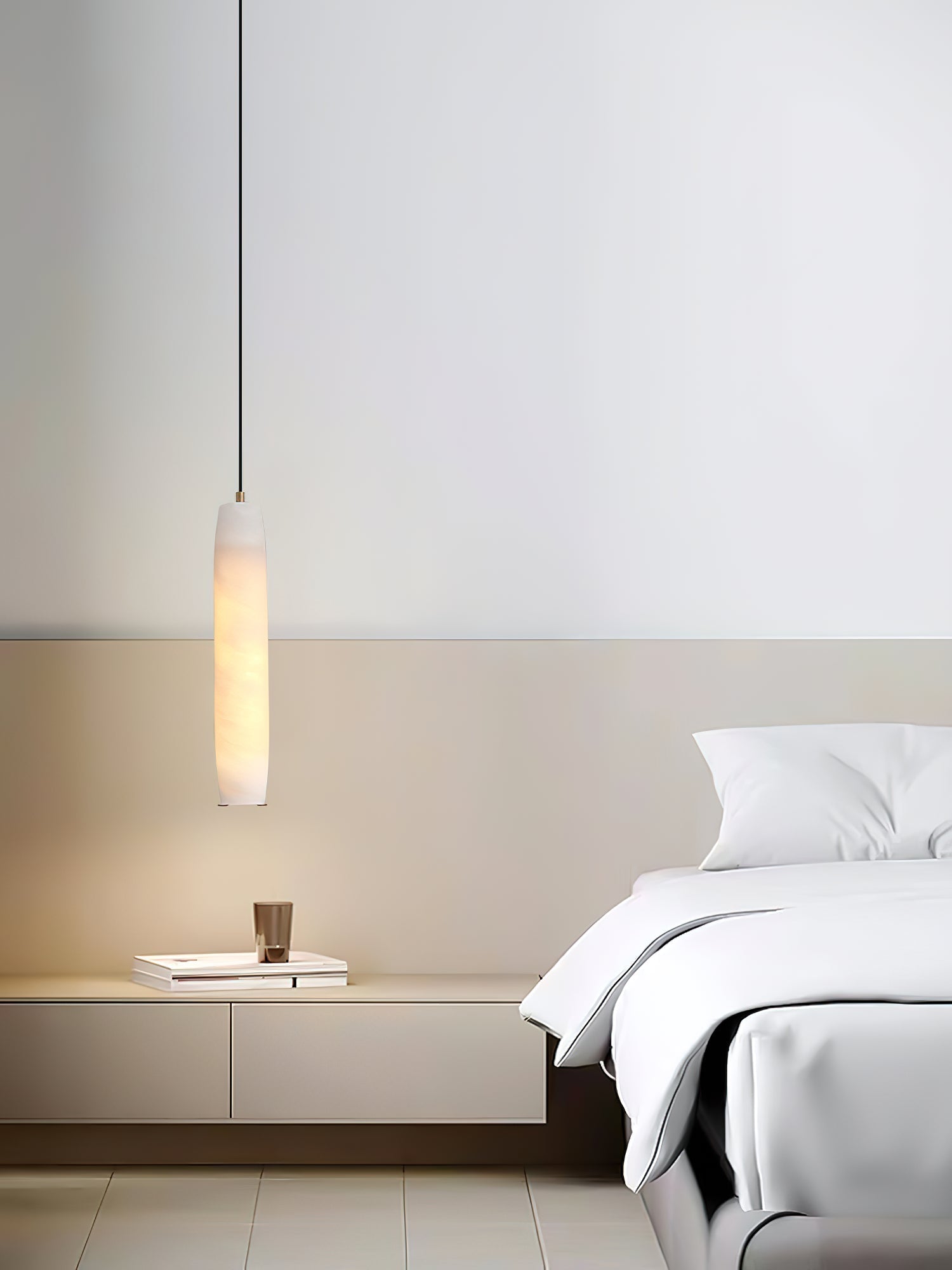 Minimalist Alabaster Pendant Lamp – Flute Style Ceiling Light