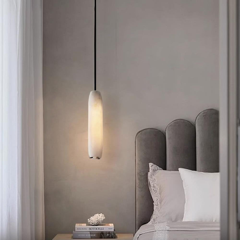 Minimalist Alabaster Pendant Lamp – Flute Style Ceiling Light