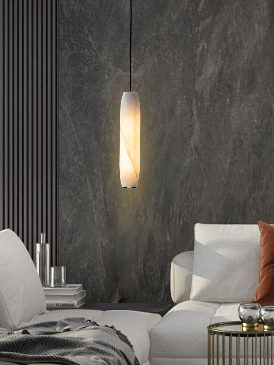 Minimalist Alabaster Pendant Lamp – Flute Style Ceiling Light