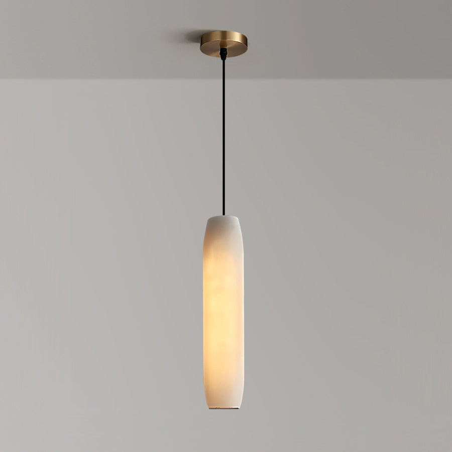 Minimalist Alabaster Pendant Lamp – Flute Style Ceiling Light