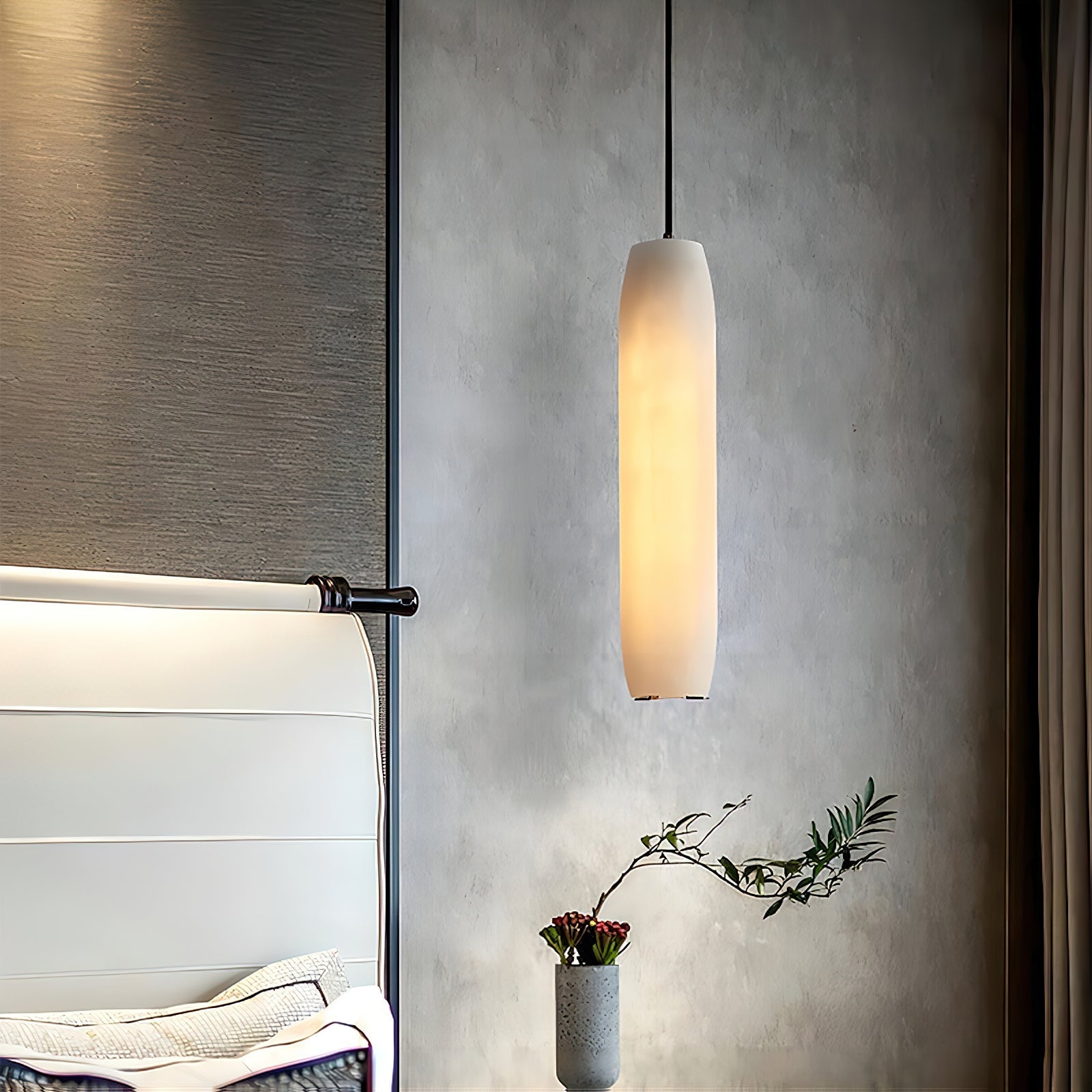 Minimalist Alabaster Pendant Lamp – Flute Style Ceiling Light