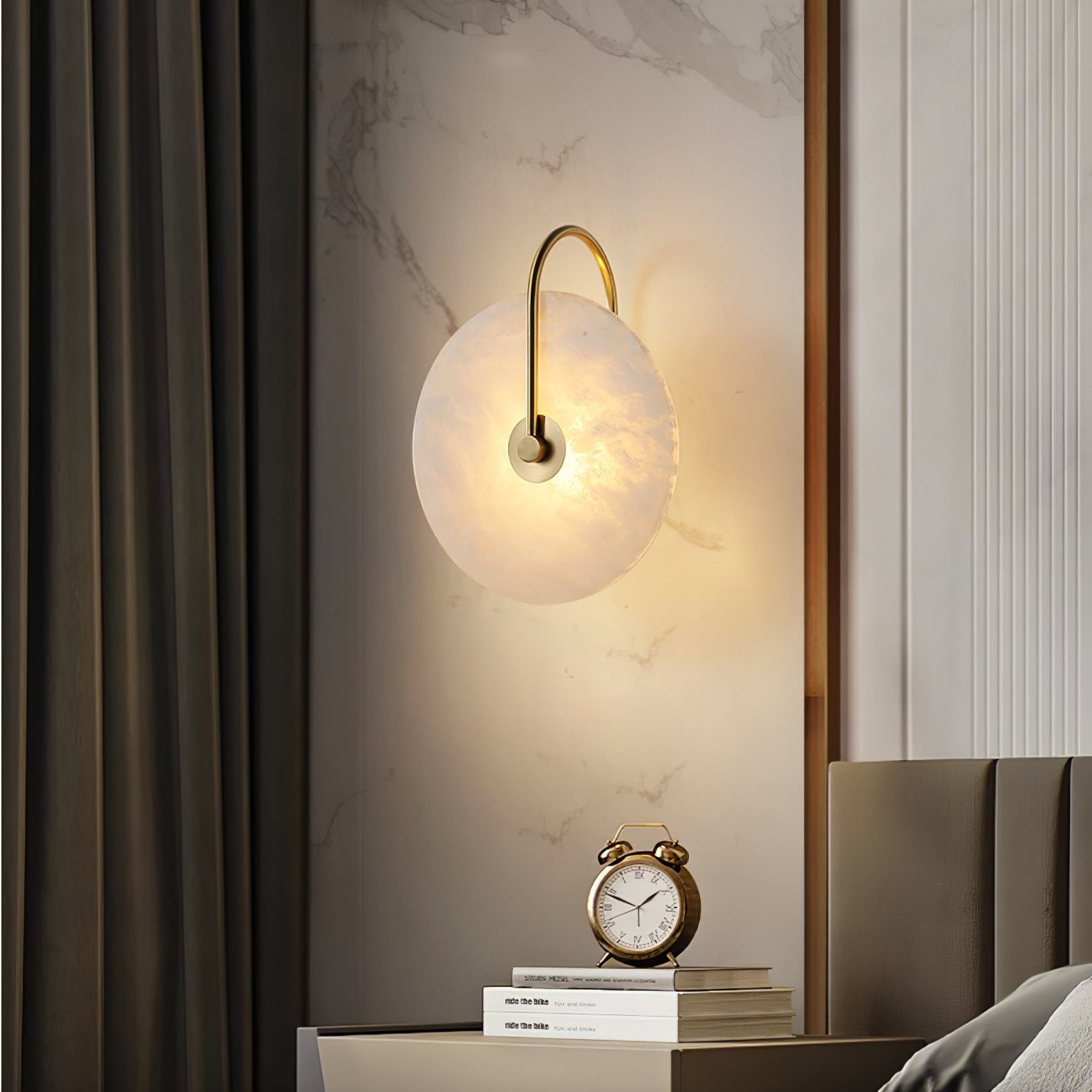 Round Alabaster LED Wall Light – Modern Circular Fixture