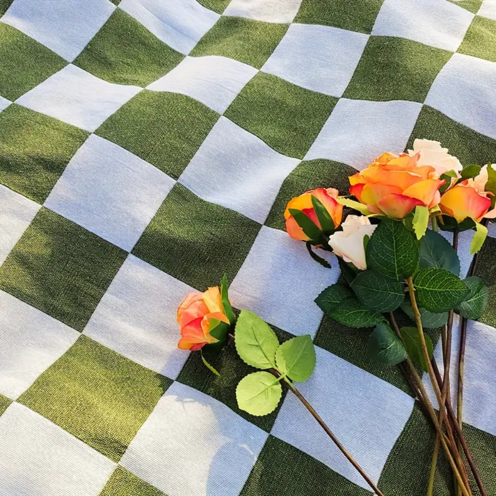 Classic Checkered Picnic Blanket with Fringe