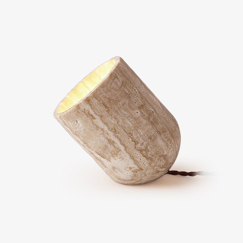 Modern Indoor Desk Lamp – Yellow Travertine Base & Shade