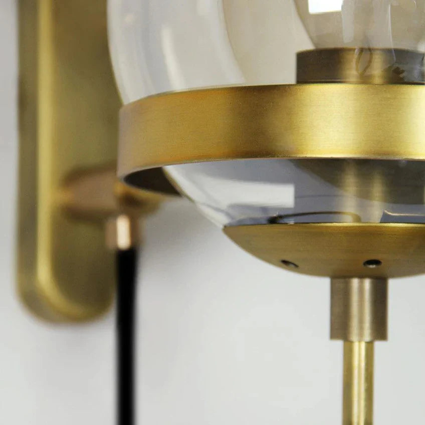Clear Glass Ball Wall Lamp | Modern Minimalist Gold & Black Indoor Sconce