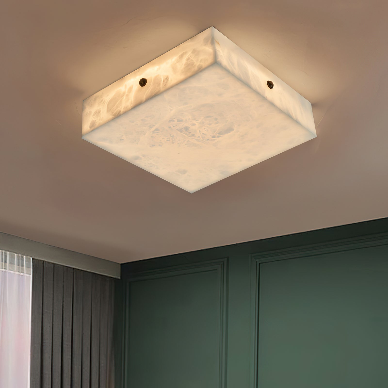 White Alabaster Ceiling Light – Snowflake Design with Integrated LED