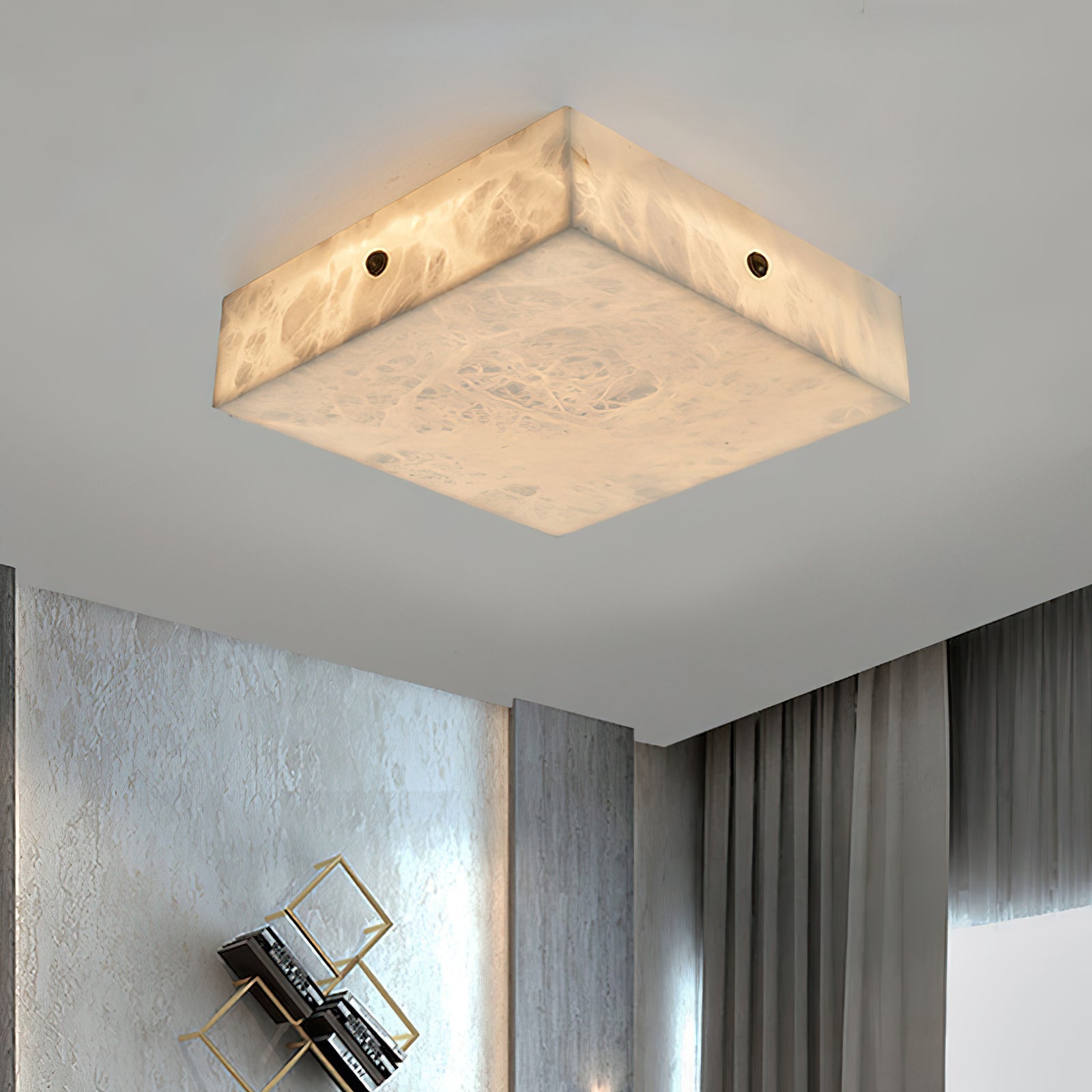 White Alabaster Ceiling Light – Snowflake Design with Integrated LED