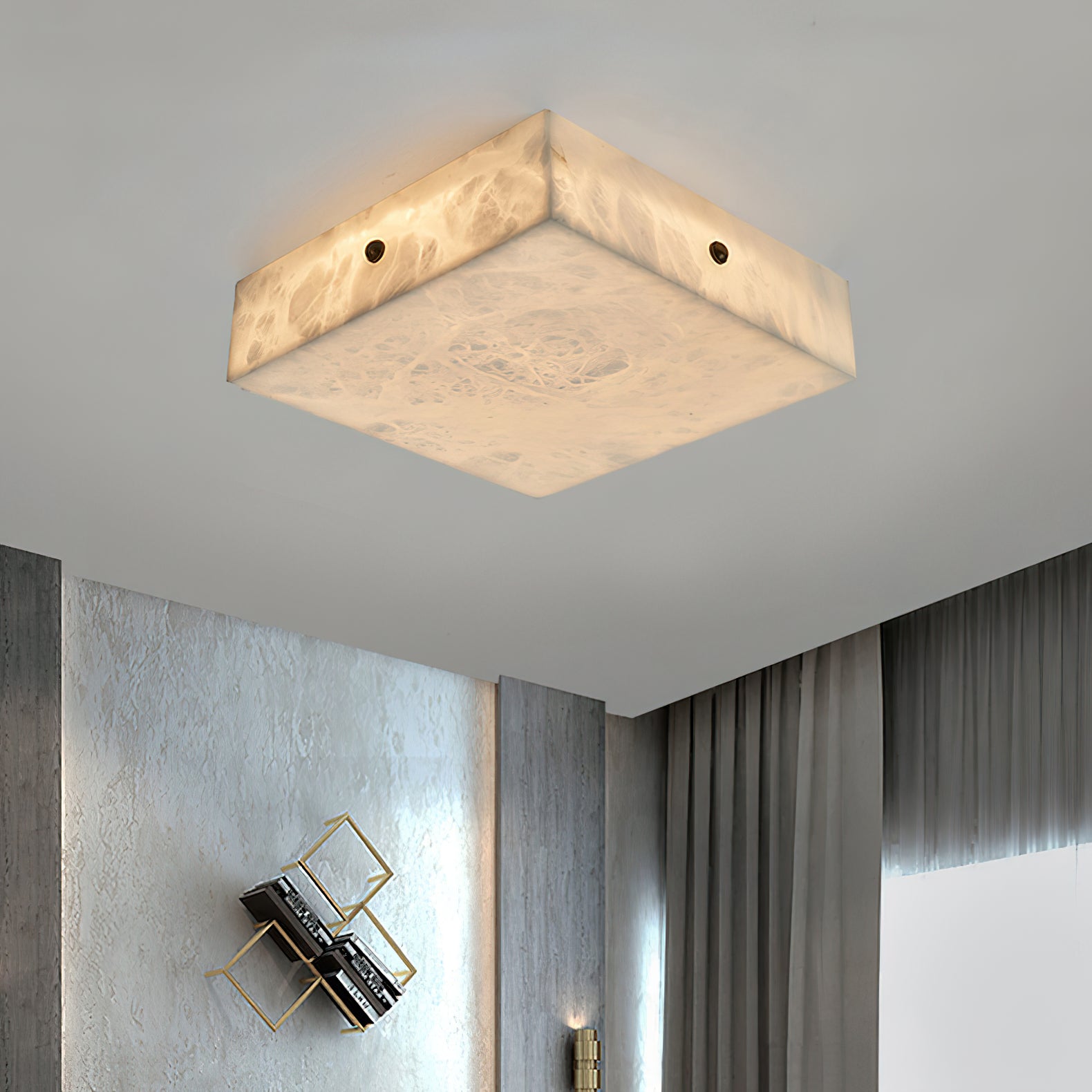 White Alabaster Ceiling Light – Snowflake Design with Integrated LED