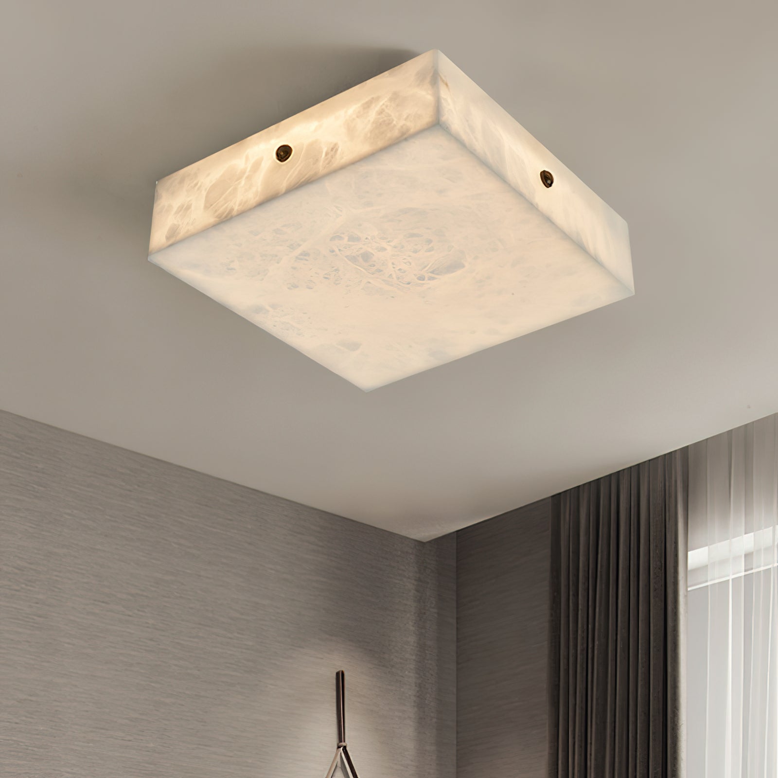 White Alabaster Ceiling Light – Snowflake Design with Integrated LED