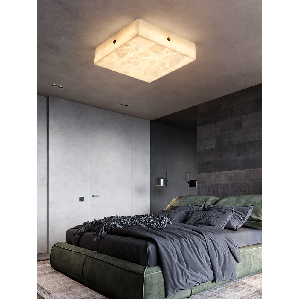White Alabaster Ceiling Light – Snowflake Design with Integrated LED