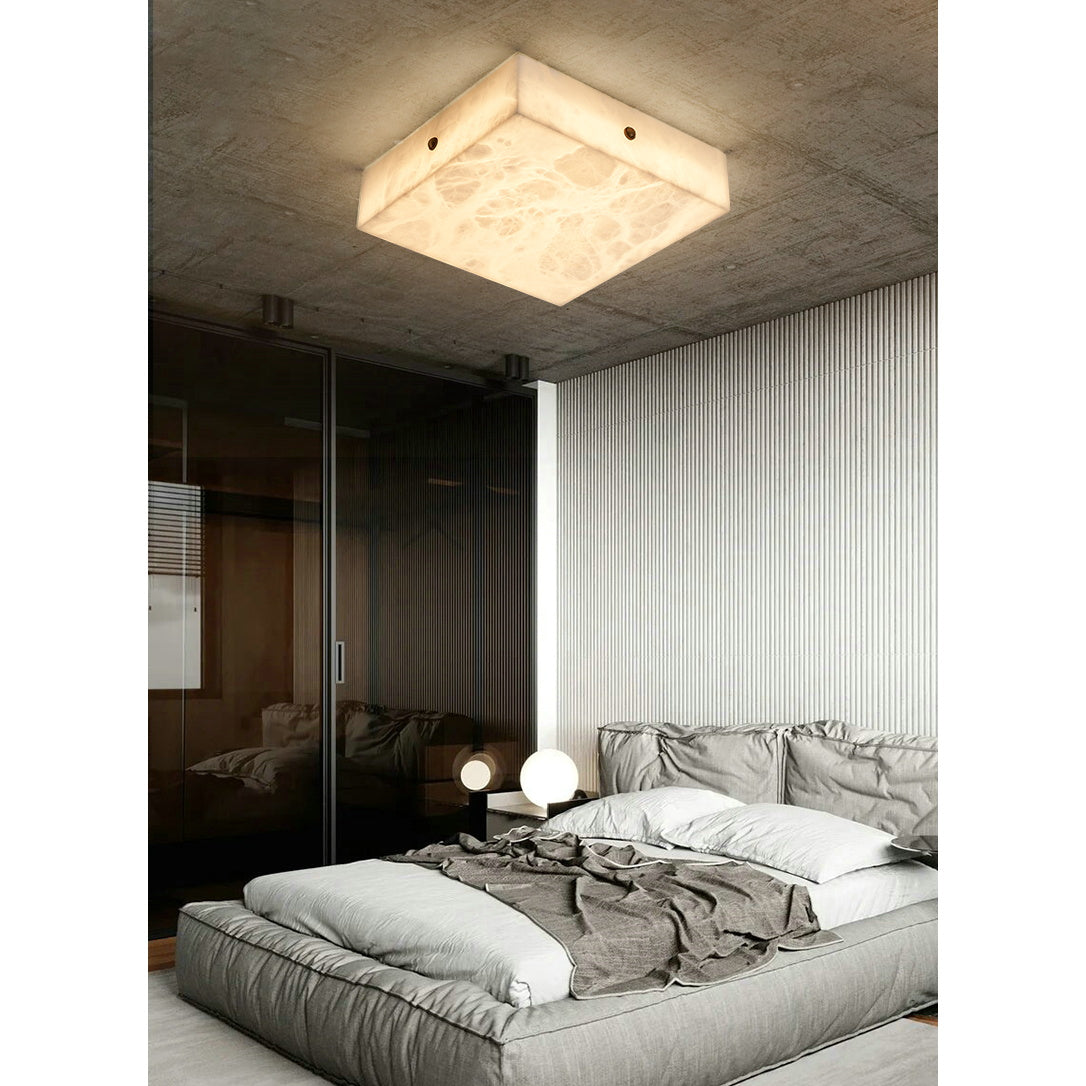 White Alabaster Ceiling Light – Snowflake Design with Integrated LED