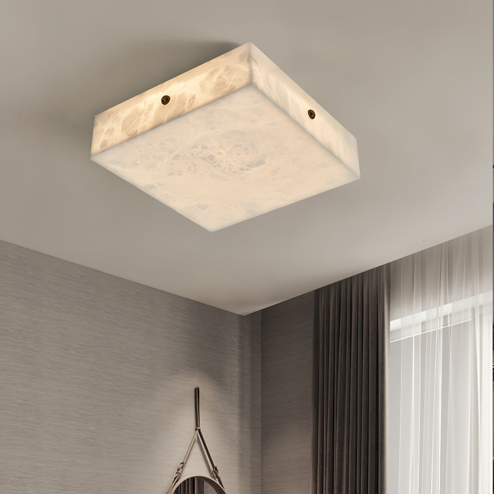 White Alabaster Ceiling Light – Snowflake Design with Integrated LED