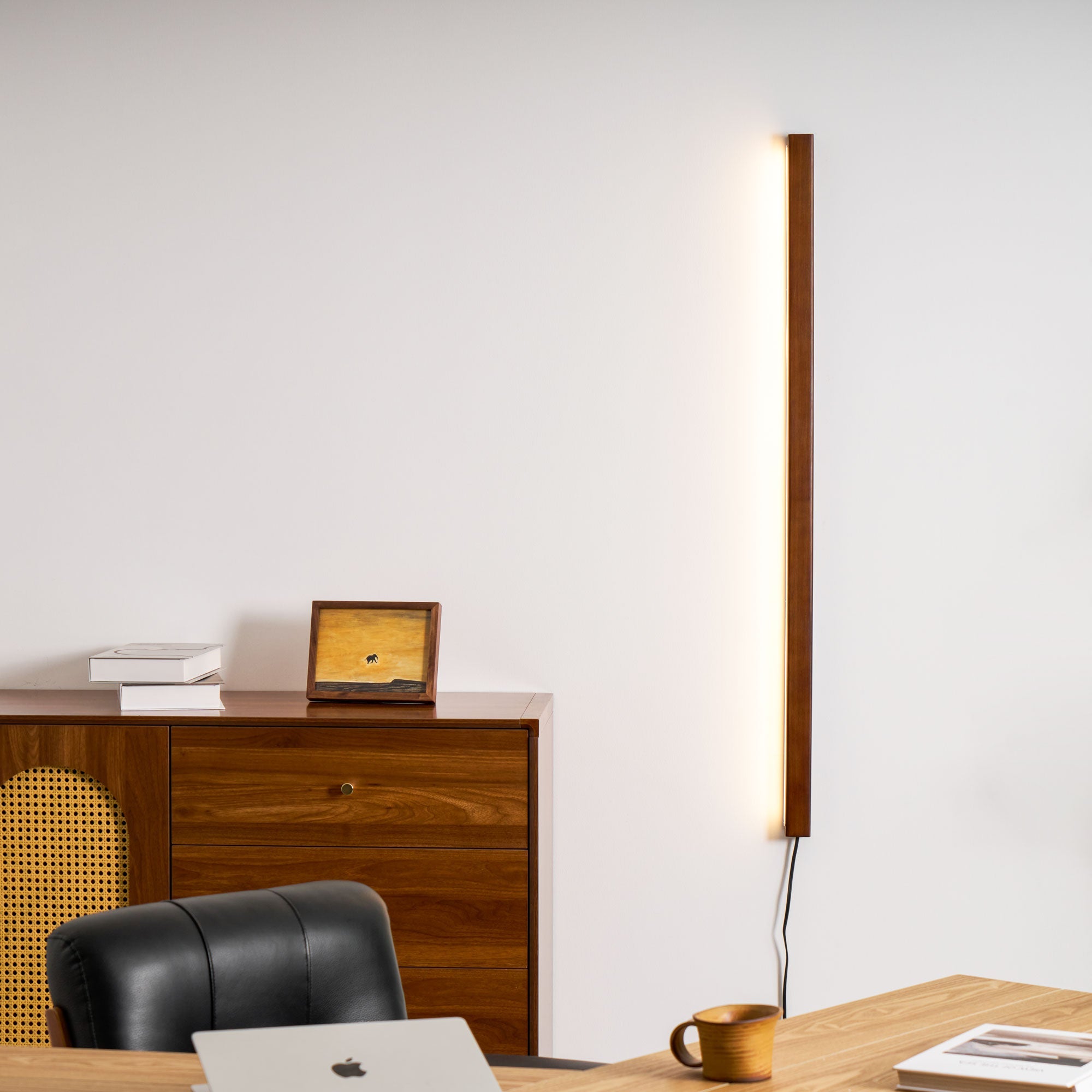 Linear Wood LED Wall Sconce - Walnut & Pine Finish Indoor Lamp