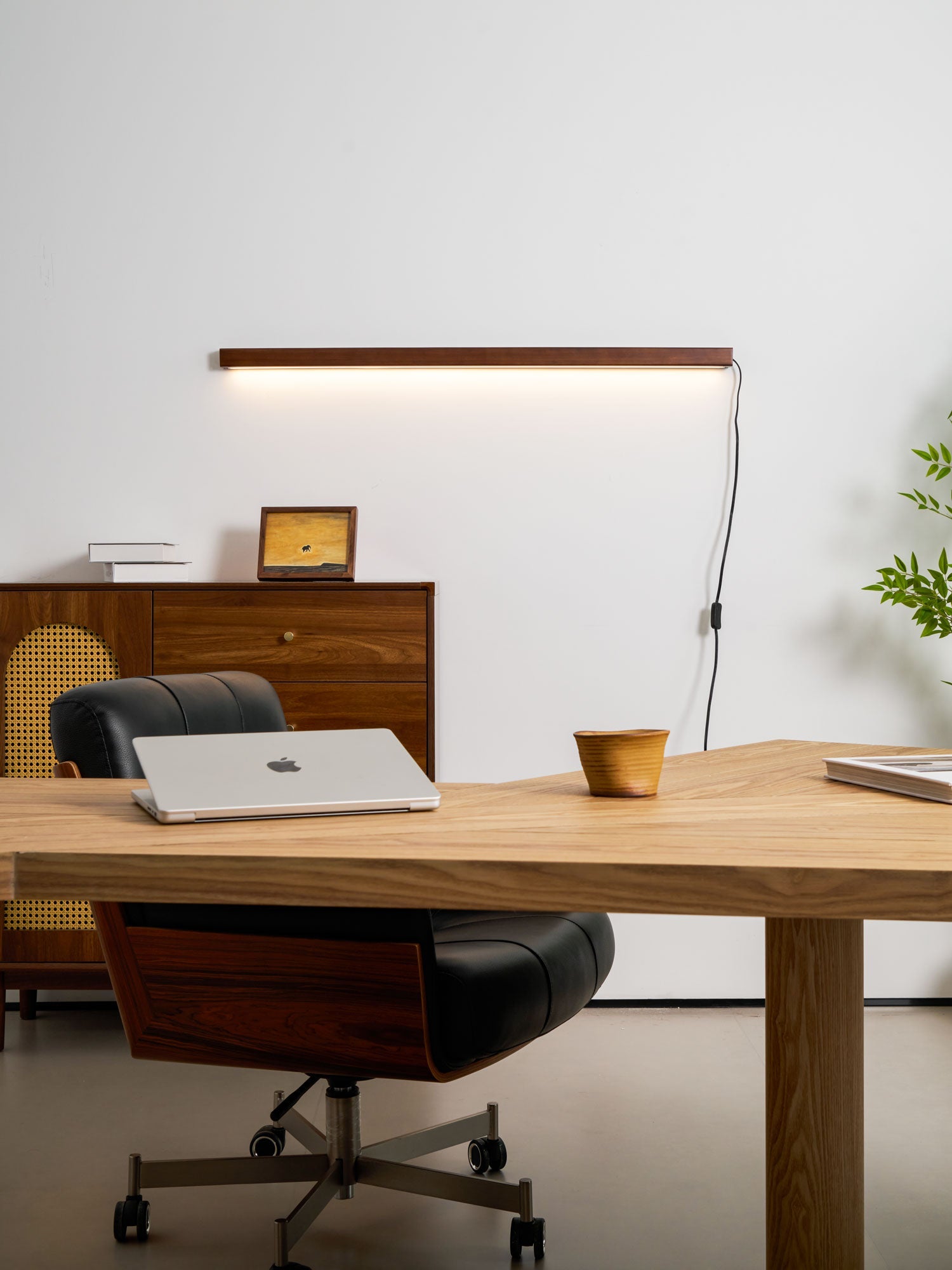 Linear Wood LED Wall Sconce - Walnut & Pine Finish Indoor Lamp