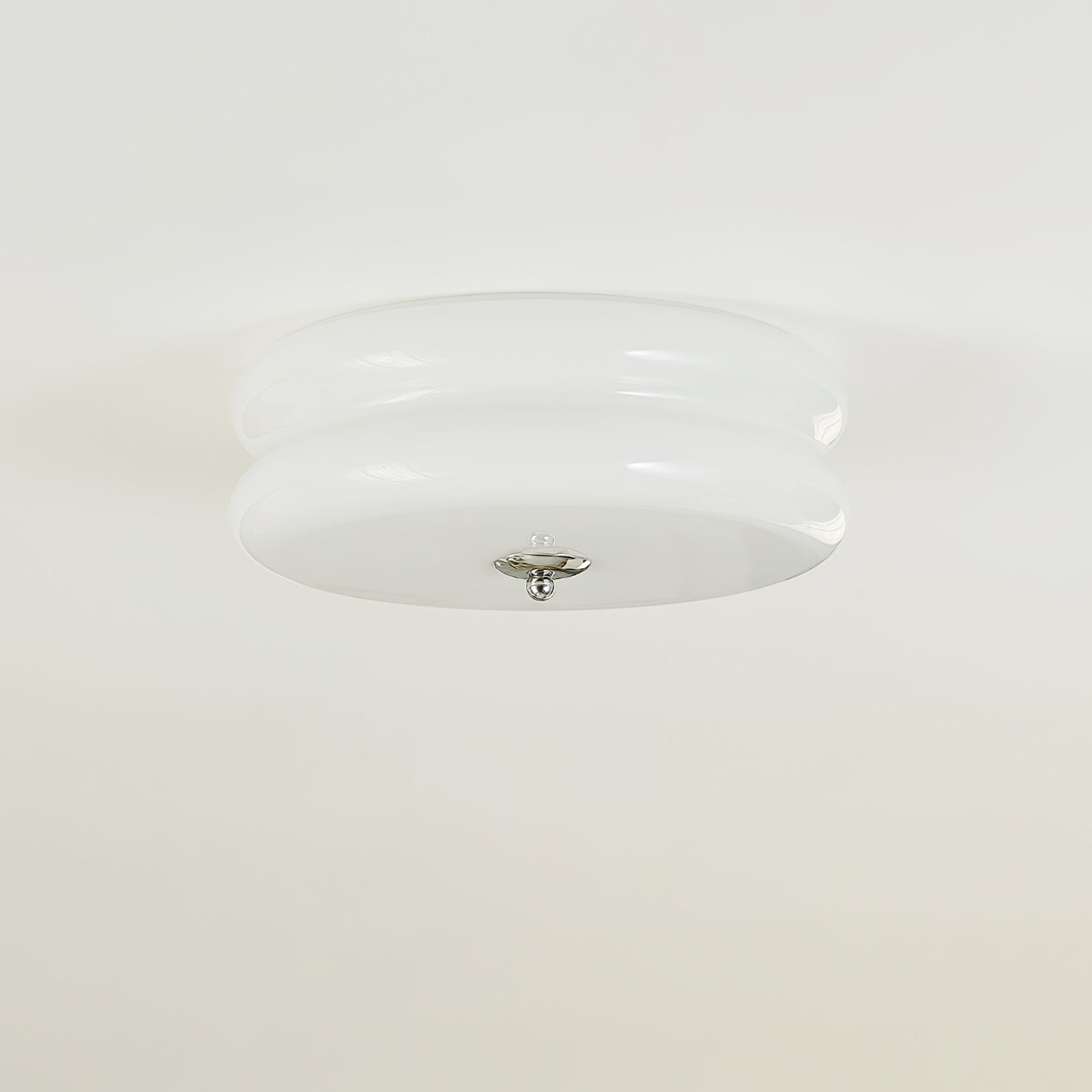 Brass & Cream Glass Semi Flush Ceiling Lamp | Retro Lighting