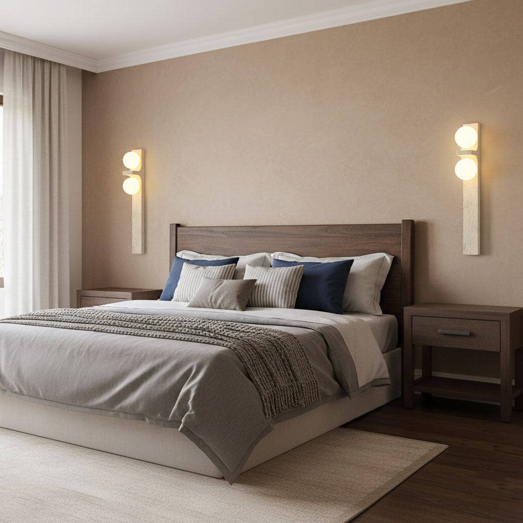 Asymmetrical Travertine Wall Sconce – Yellow Stone LED Indoor Lamp