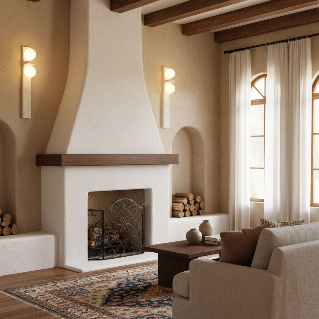 Asymmetrical Travertine Wall Sconce – Yellow Stone LED Indoor Lamp