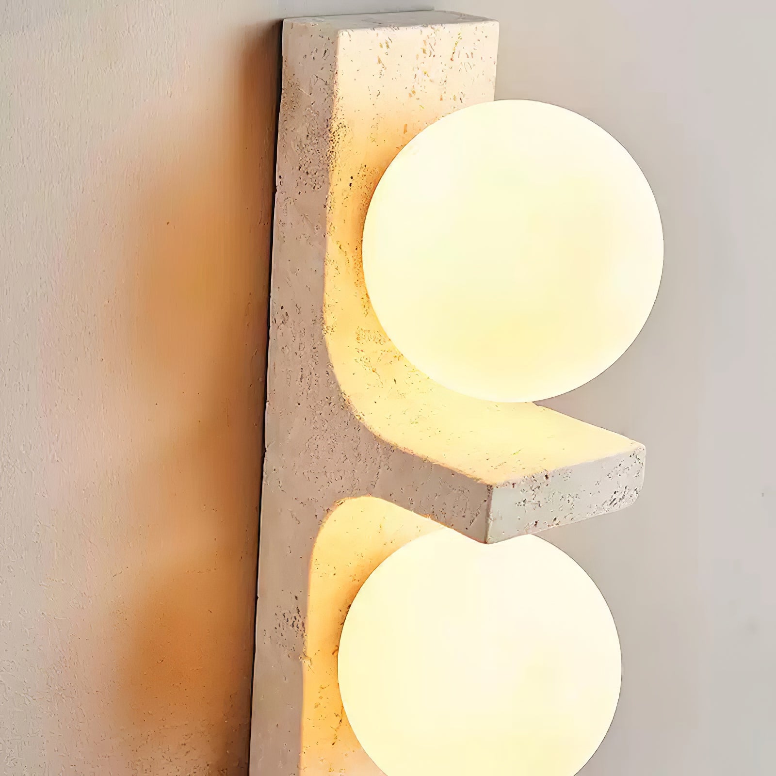Asymmetrical Travertine Wall Sconce – Yellow Stone LED Indoor Lamp