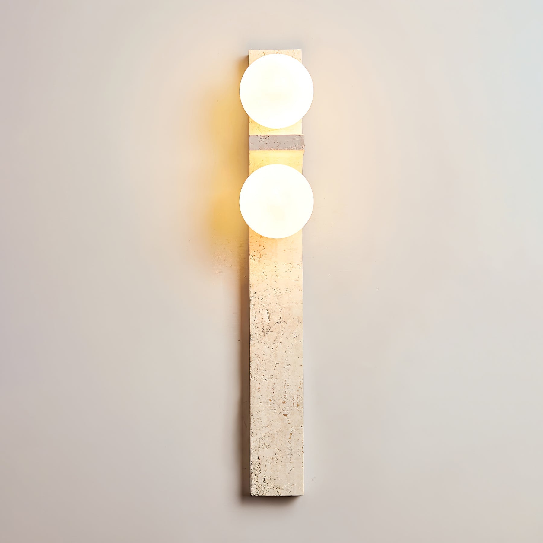 Asymmetrical Travertine Wall Sconce – Yellow Stone LED Indoor Lamp