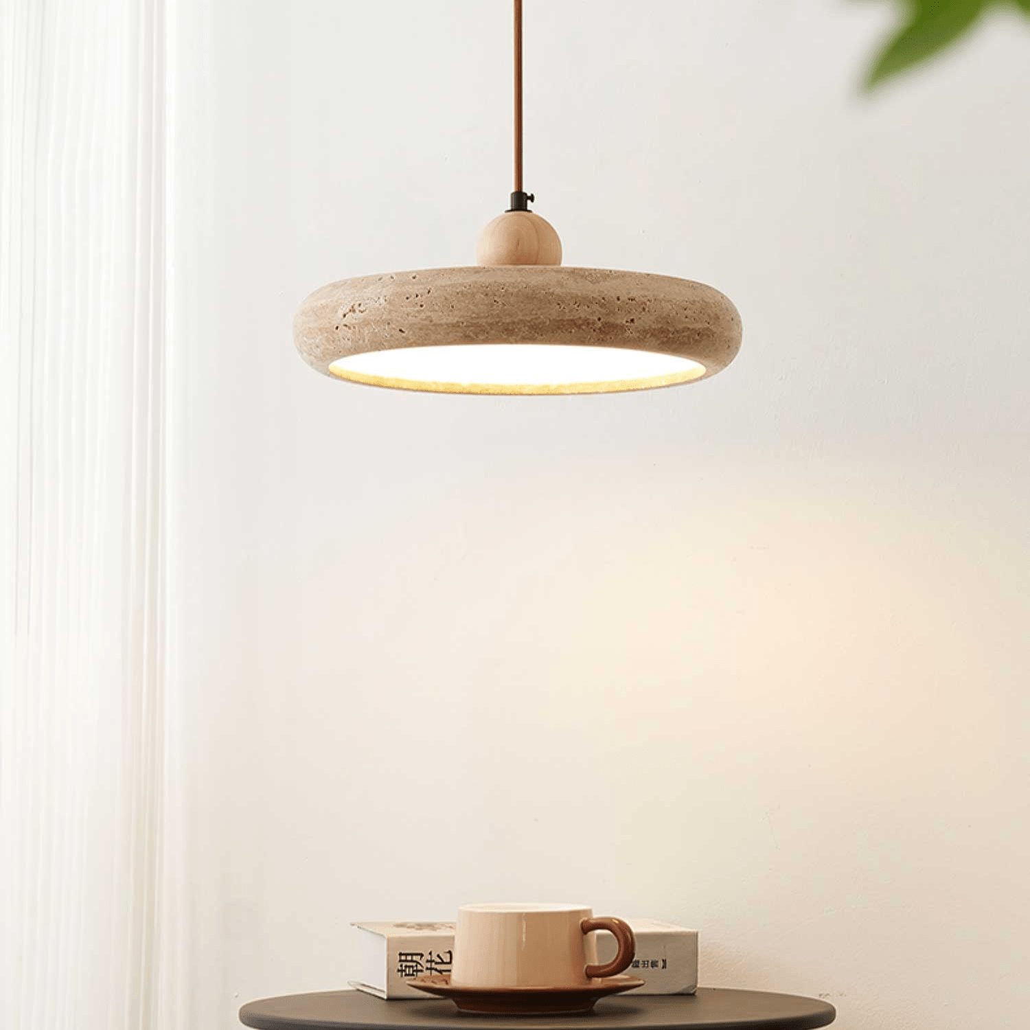 Minimalist Travertine Ceiling Lamp – Indoor LED Pendant Lamp