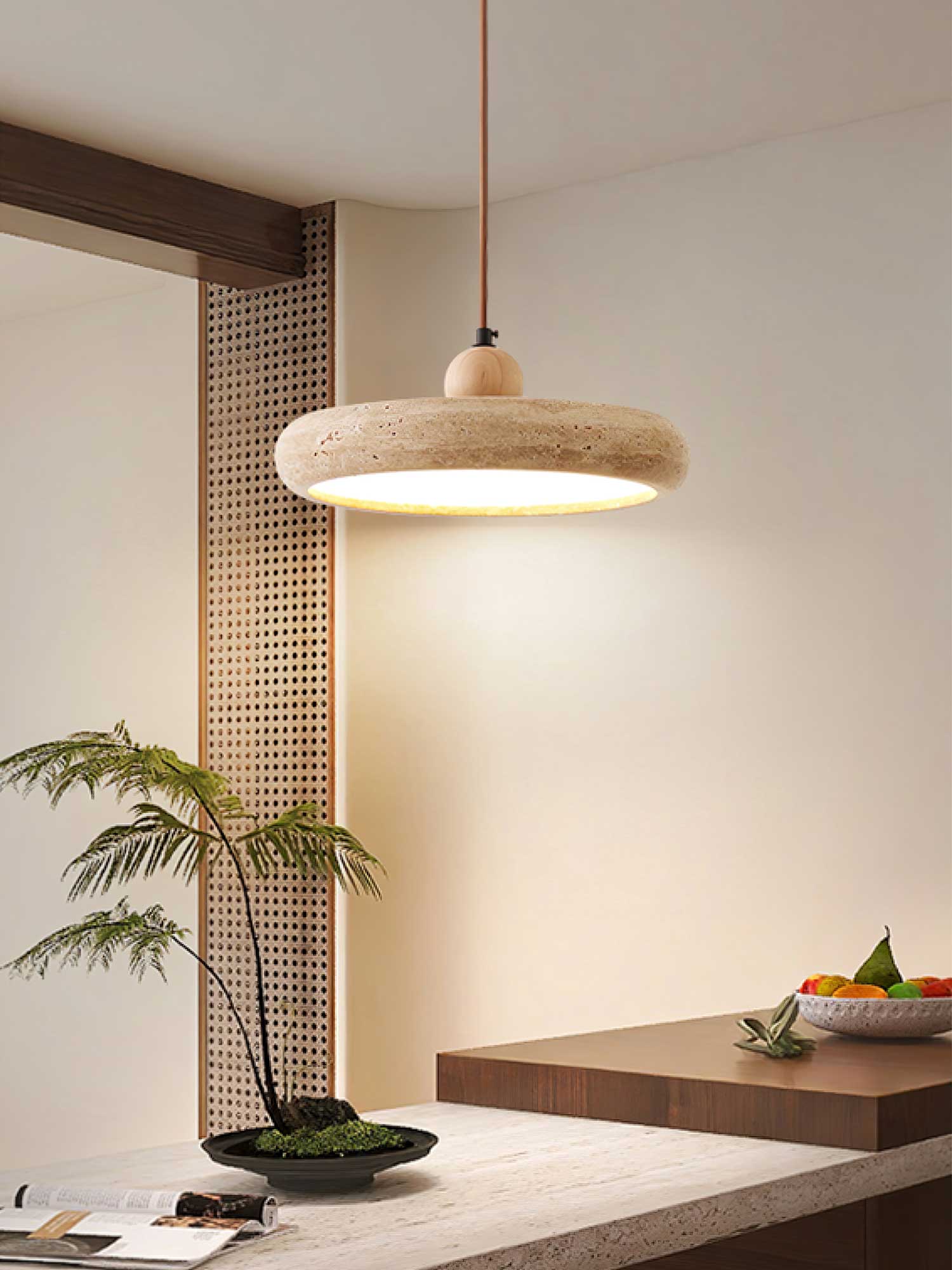 Minimalist Travertine Ceiling Lamp – Indoor LED Pendant Lamp