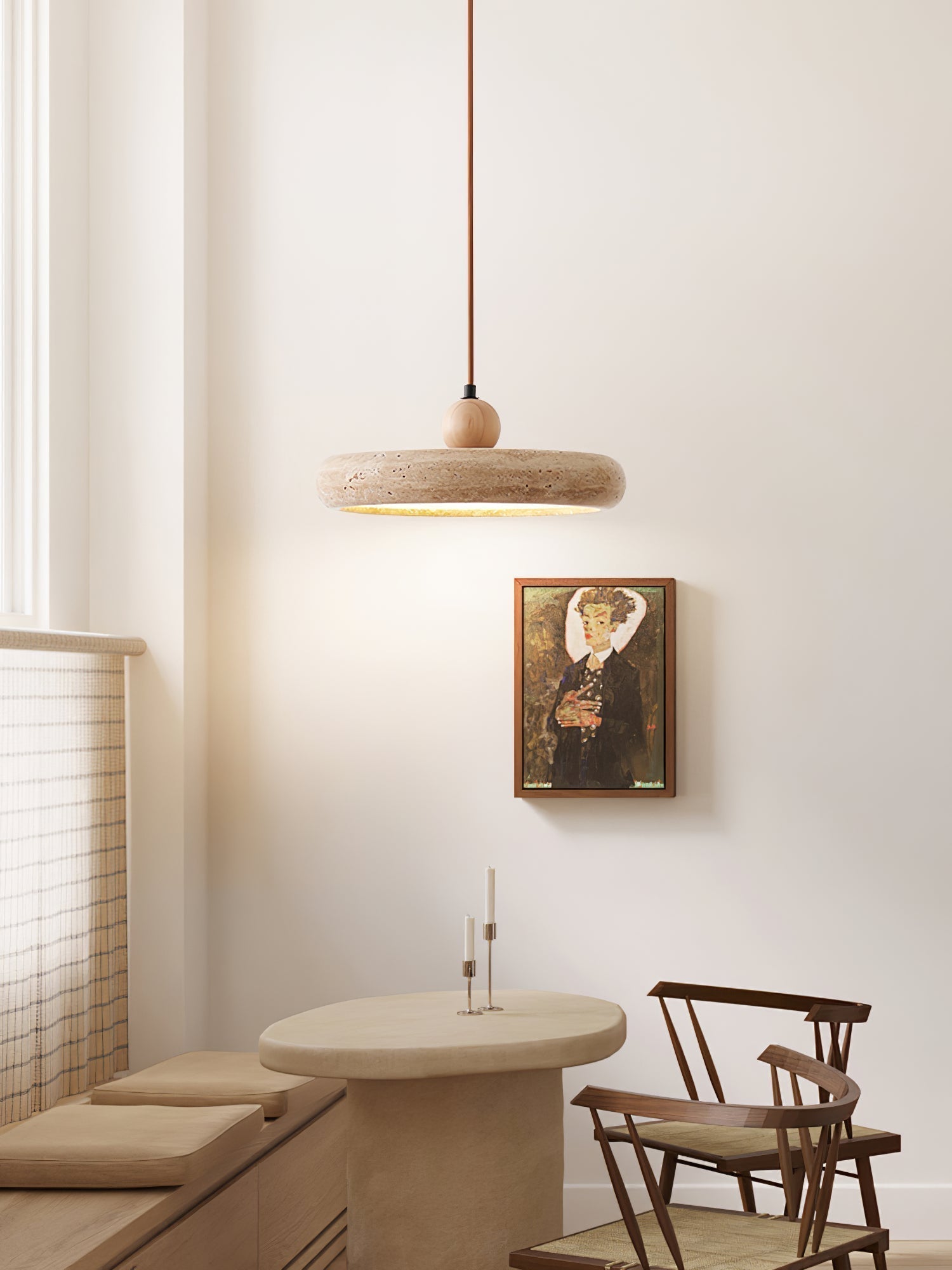 Minimalist Travertine Ceiling Lamp – Indoor LED Pendant Lamp