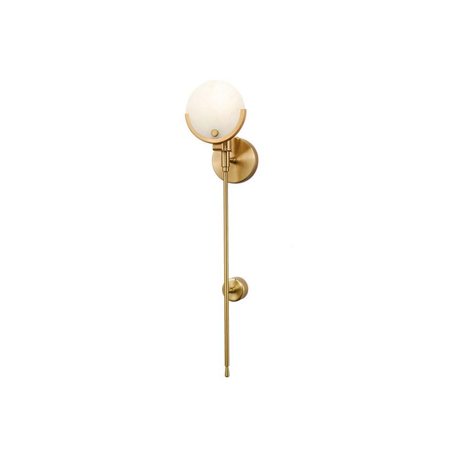 Modern Brass Wall Sconce – Alabaster Shade Accent Lamp