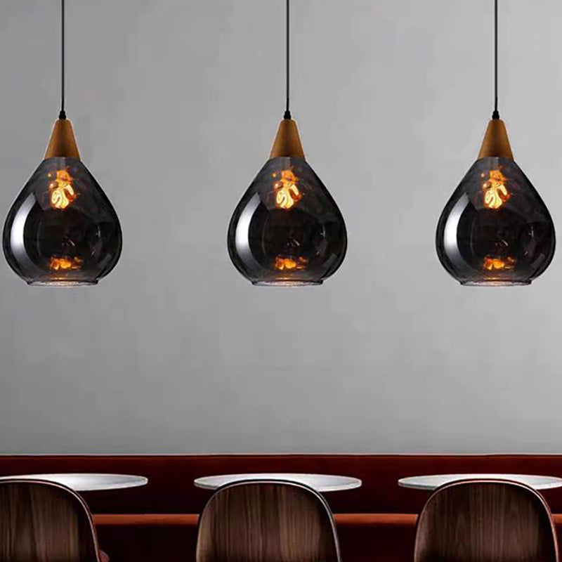 Teardrop Glass Pendant Light – Adjustable Metal Fixture