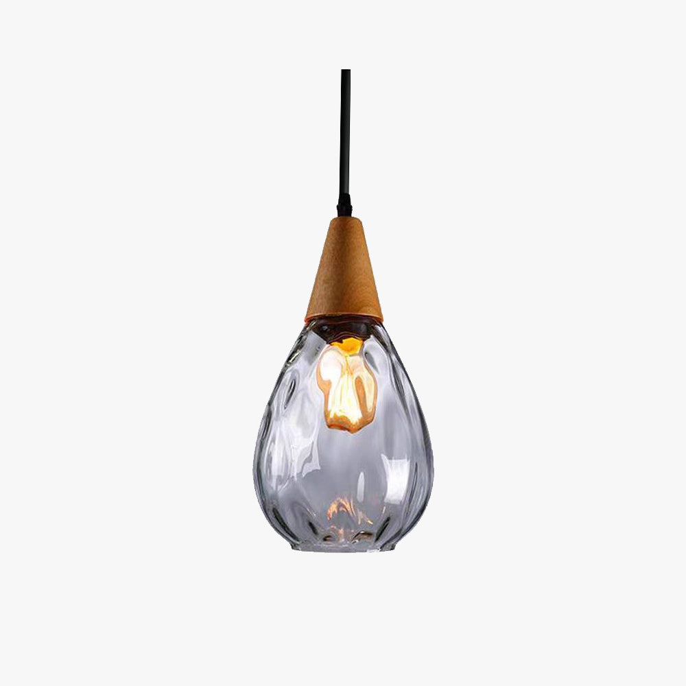 Teardrop Glass Pendant Light – Adjustable Metal Fixture