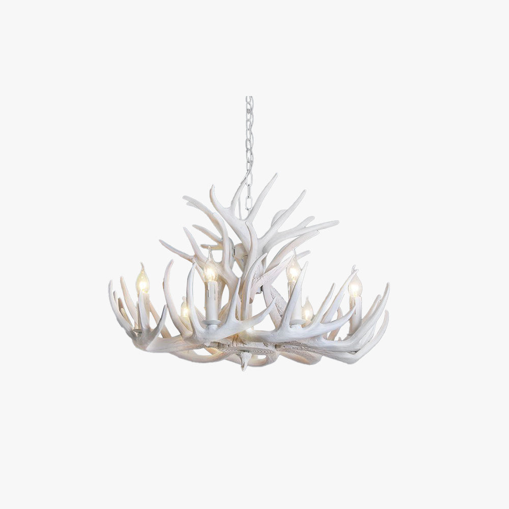 Deer Antler Inspired Chandelier – Resin & Metal Fixture