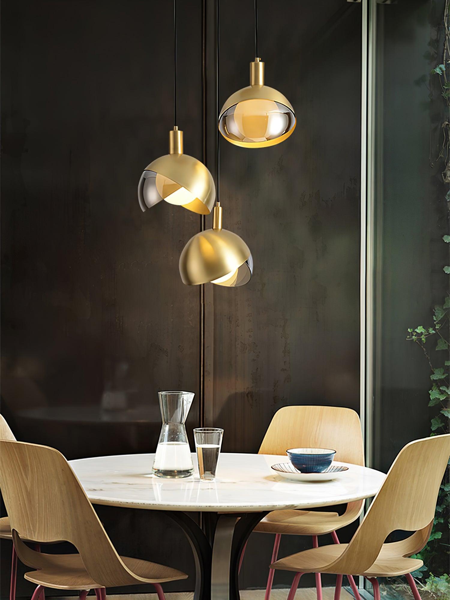 Half Round Golden-Shade Pendant Light