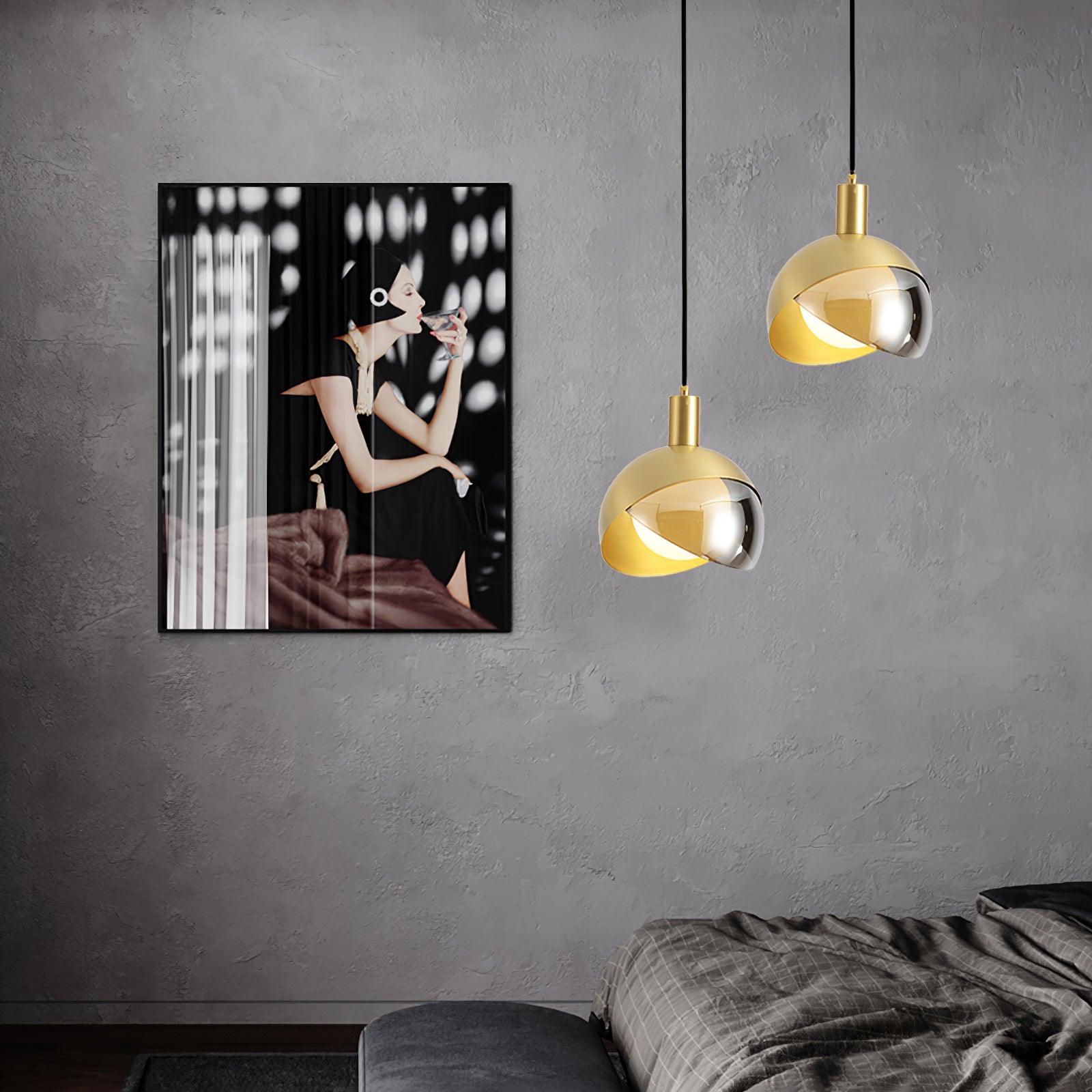 Half Round Golden-Shade Pendant Light