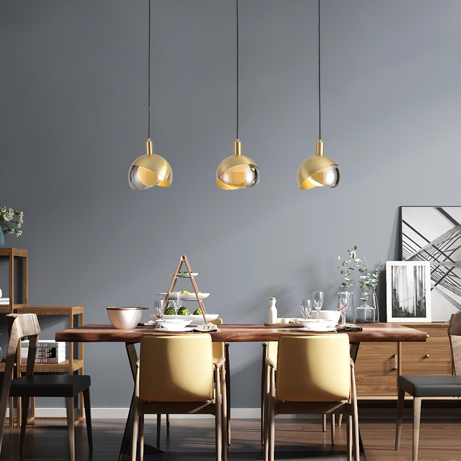 Half Round Golden-Shade Pendant Light