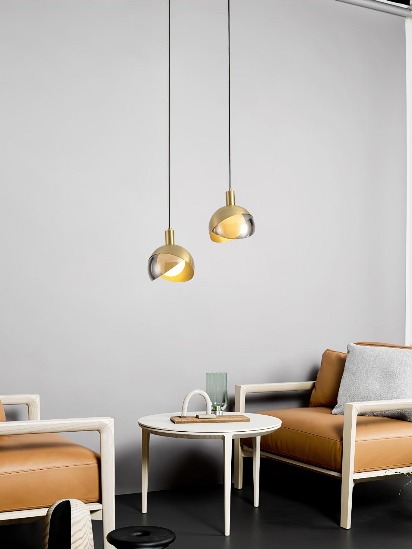 Half Round Golden-Shade Pendant Light