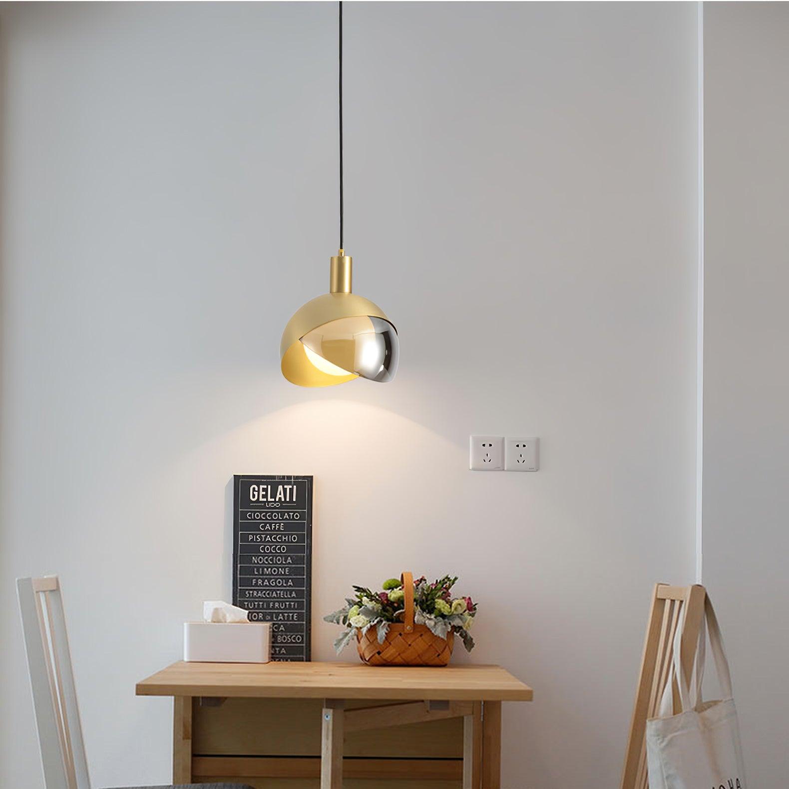 Half Round Golden-Shade Pendant Light