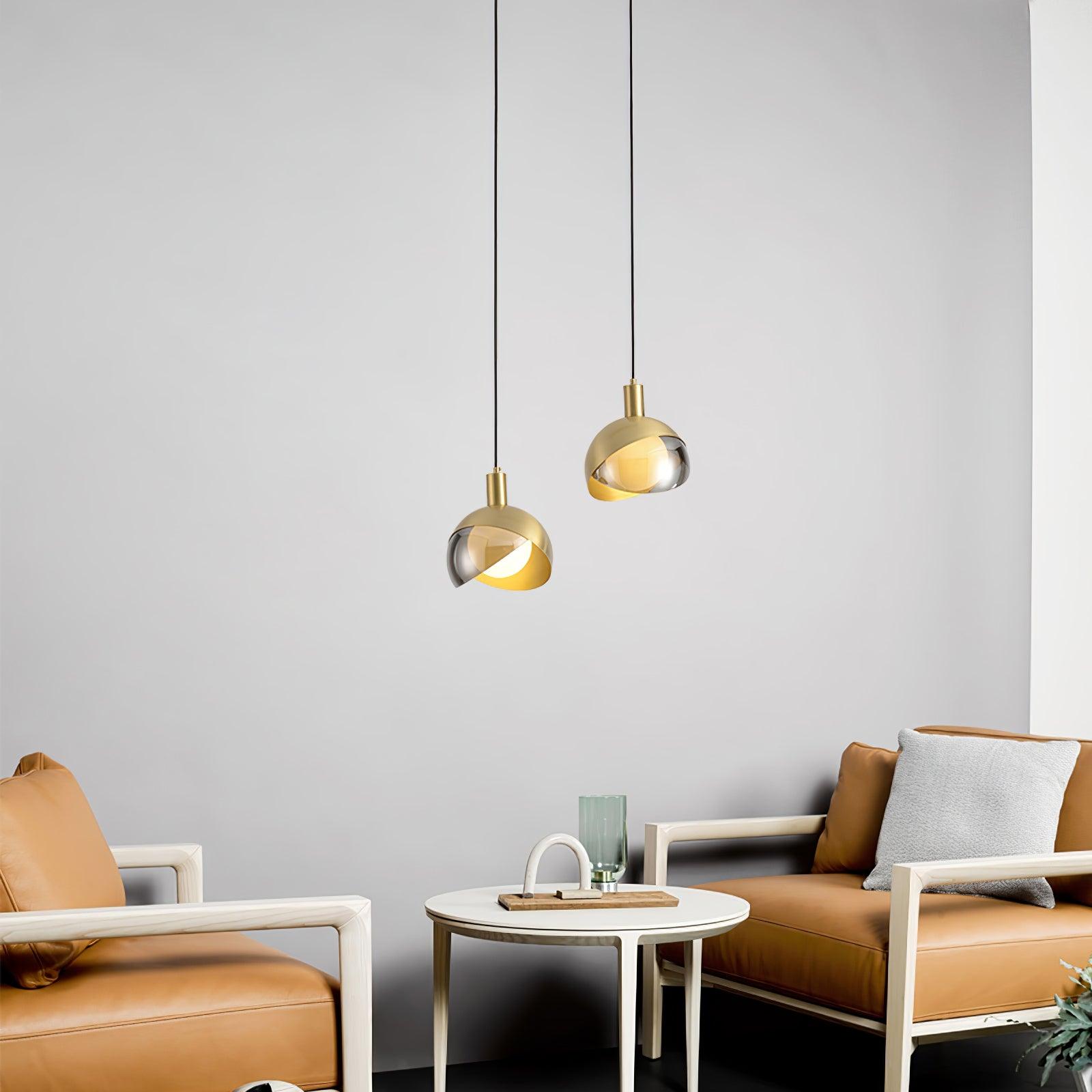 Half Round Golden-Shade Pendant Light
