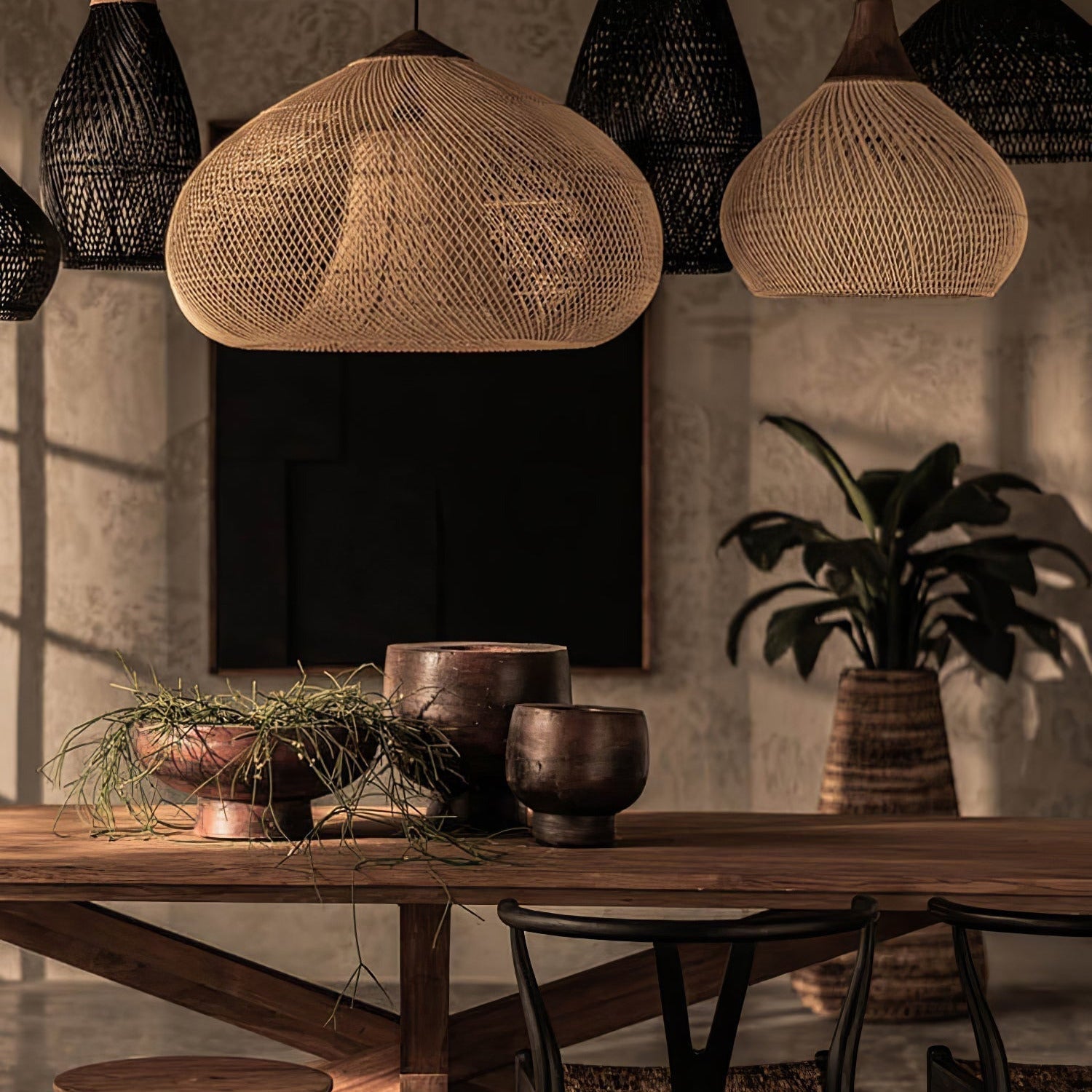 Braided Wicker Pendant Light – Cozy Living Room Decor