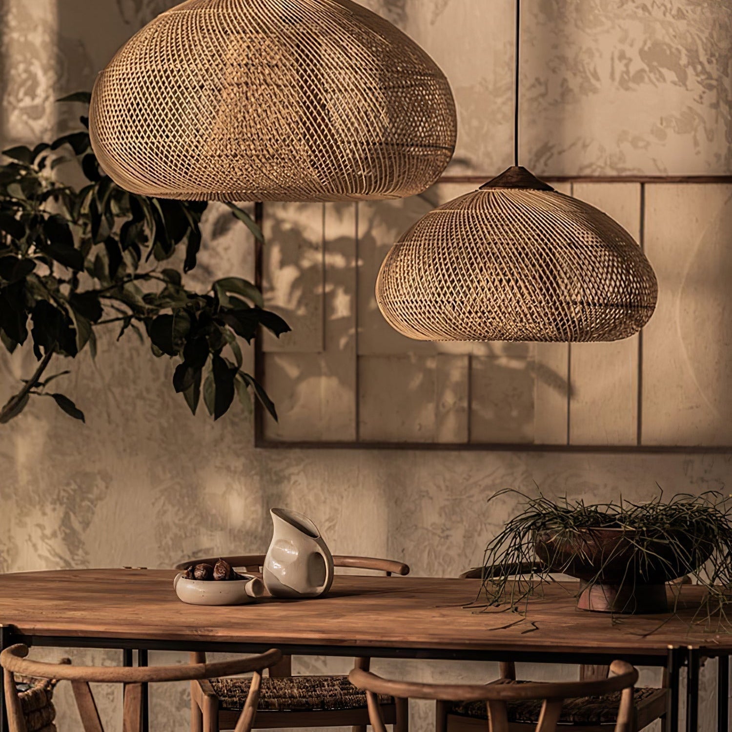 Braided Wicker Pendant Light – Cozy Living Room Decor