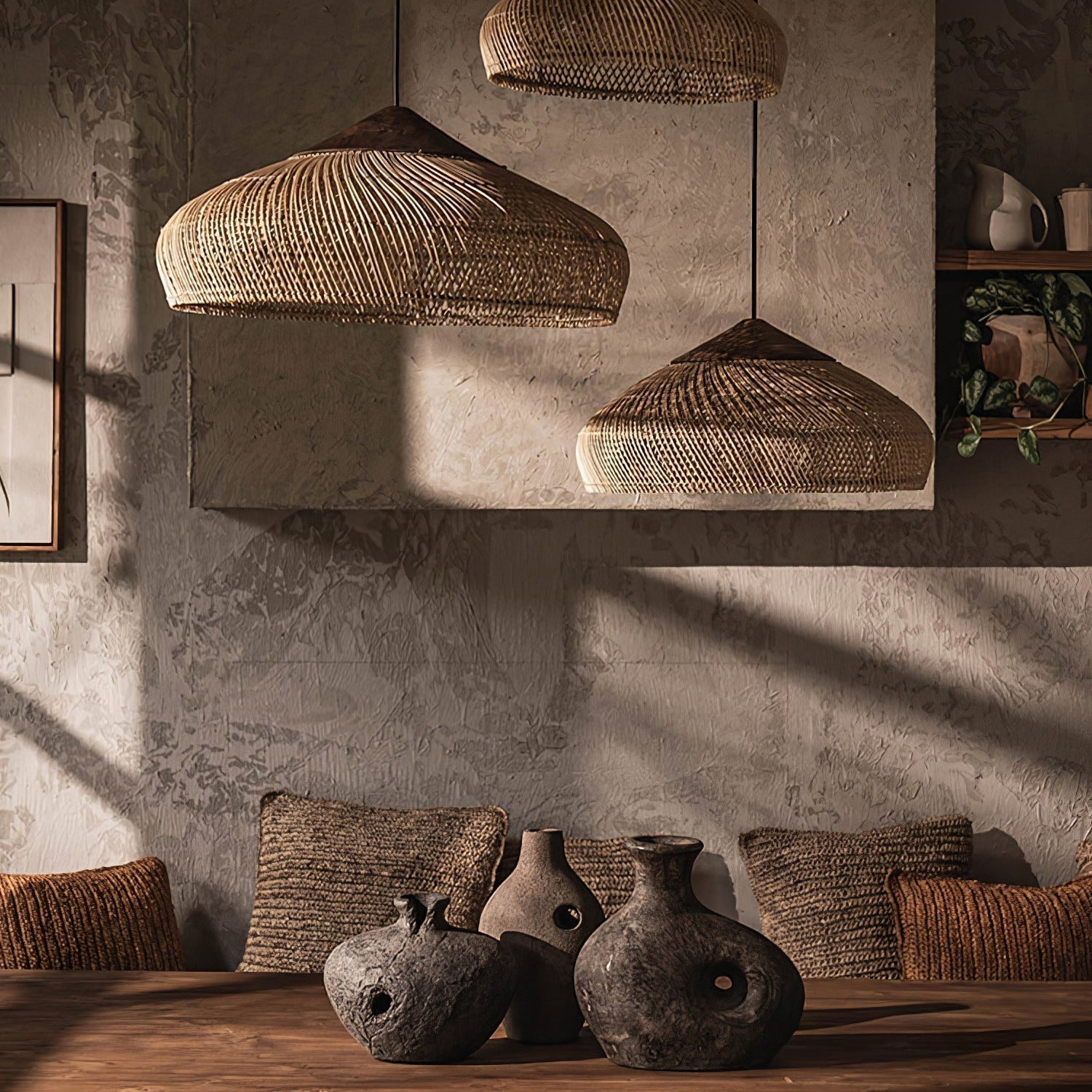 Braided Wicker Pendant Light – Cozy Living Room Decor